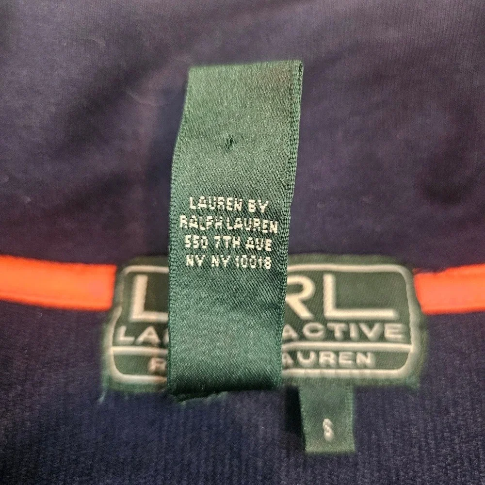 Lauren Active Ralph Lauren Navy Blue Utility Zip Up Jacket Orange Trim Small